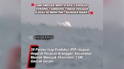 30 Ponton Isap Produksi (PIP) dugaan ilegal di Perairan Kranggan, Kecamatan Muntok Merusak Ekosistem “LSM Gmicak Geram