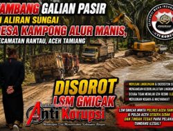 Tambang Galian Pasir di Aliran Sungai Desa Kampong Alur Manis, Kecamatan Rantau, Aceh Tamiang disorot LSM Gmicak